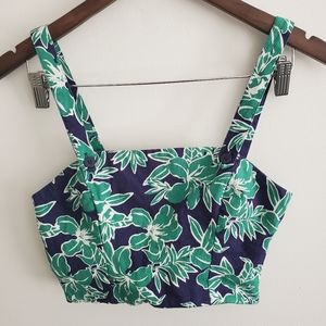 Forever 21 floral crop top with side zip and button details on strap size Medium